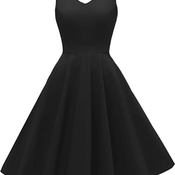 NWOT! Spaghetti Strap Empire Waist A-line Zipper Pockets 50s Style Dress 3XL Blk - Picture 4 of 6